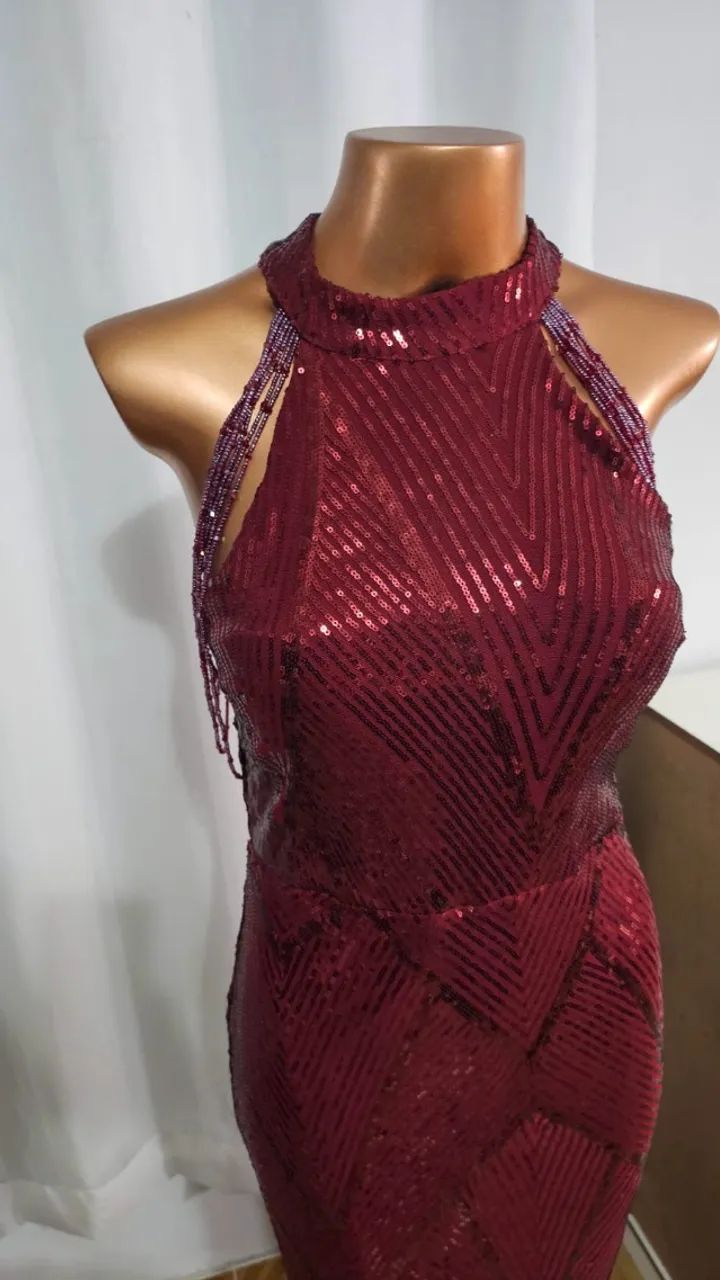 Vestido de formatura vermelho com paetês - Foto 4