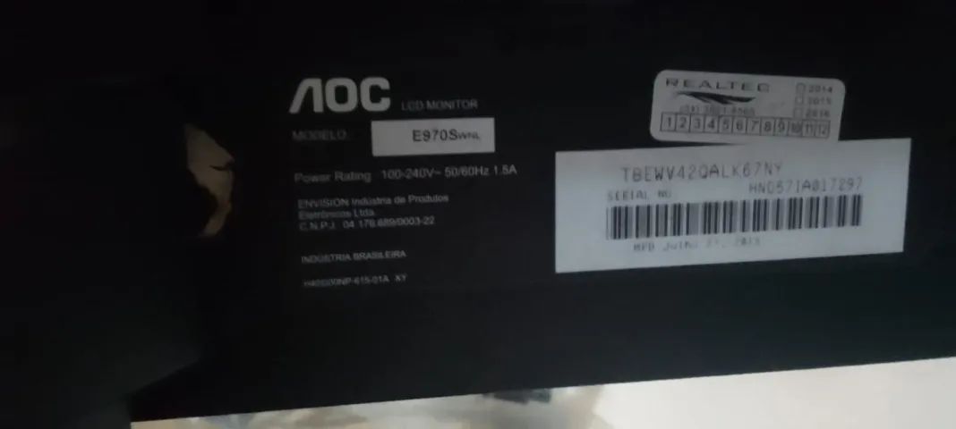 Monitor 1366x768 19" com cabo de força e vga (AOC E970SWNL) - Foto 3
