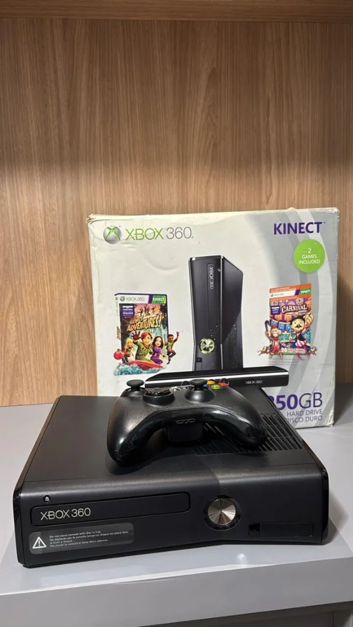 XBOX 360 BLOQUEADO COMPLETO NA CAIXA