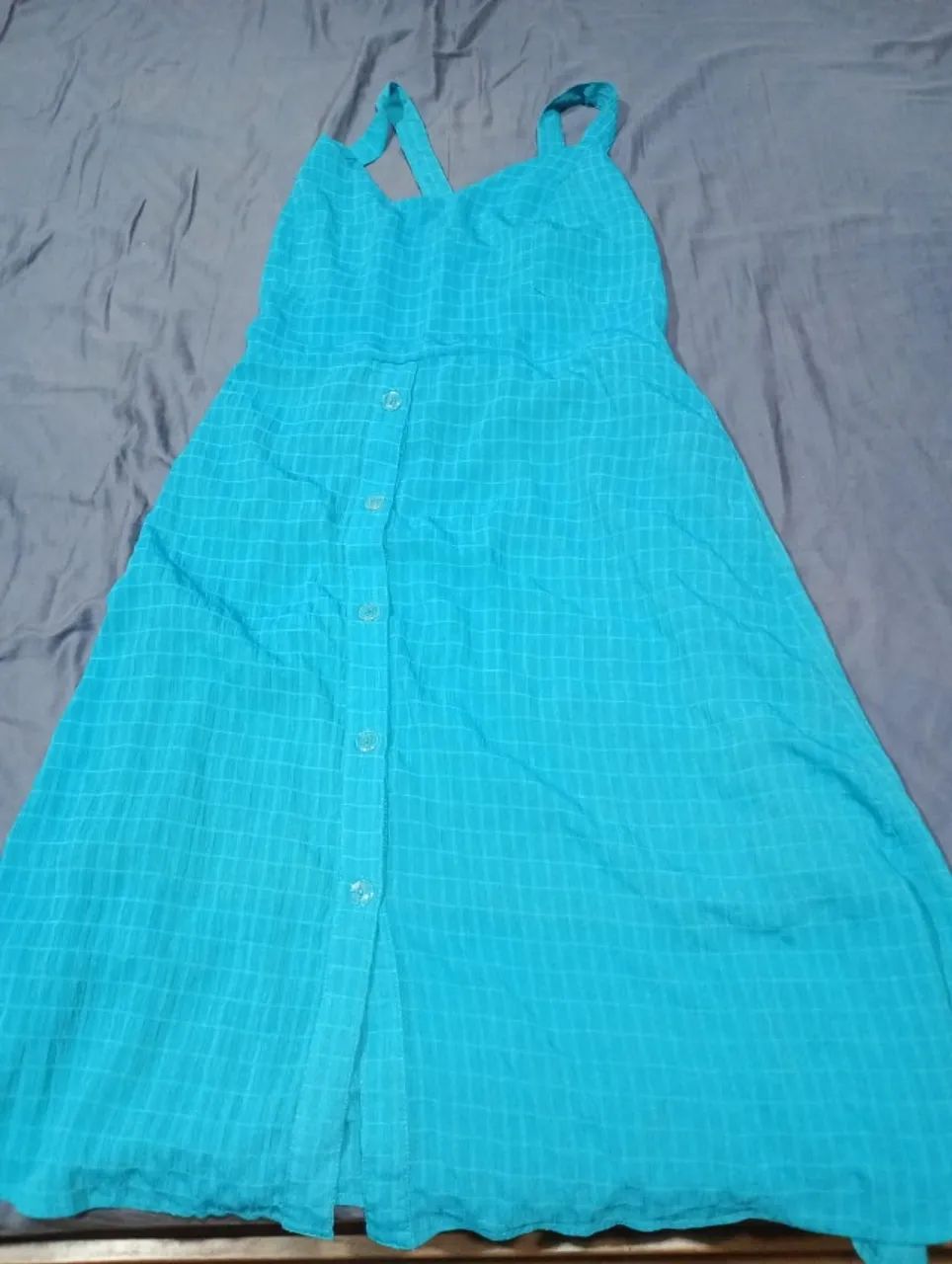 Vestido midi azul claro -modelagem ampla (caimento solto) - usado