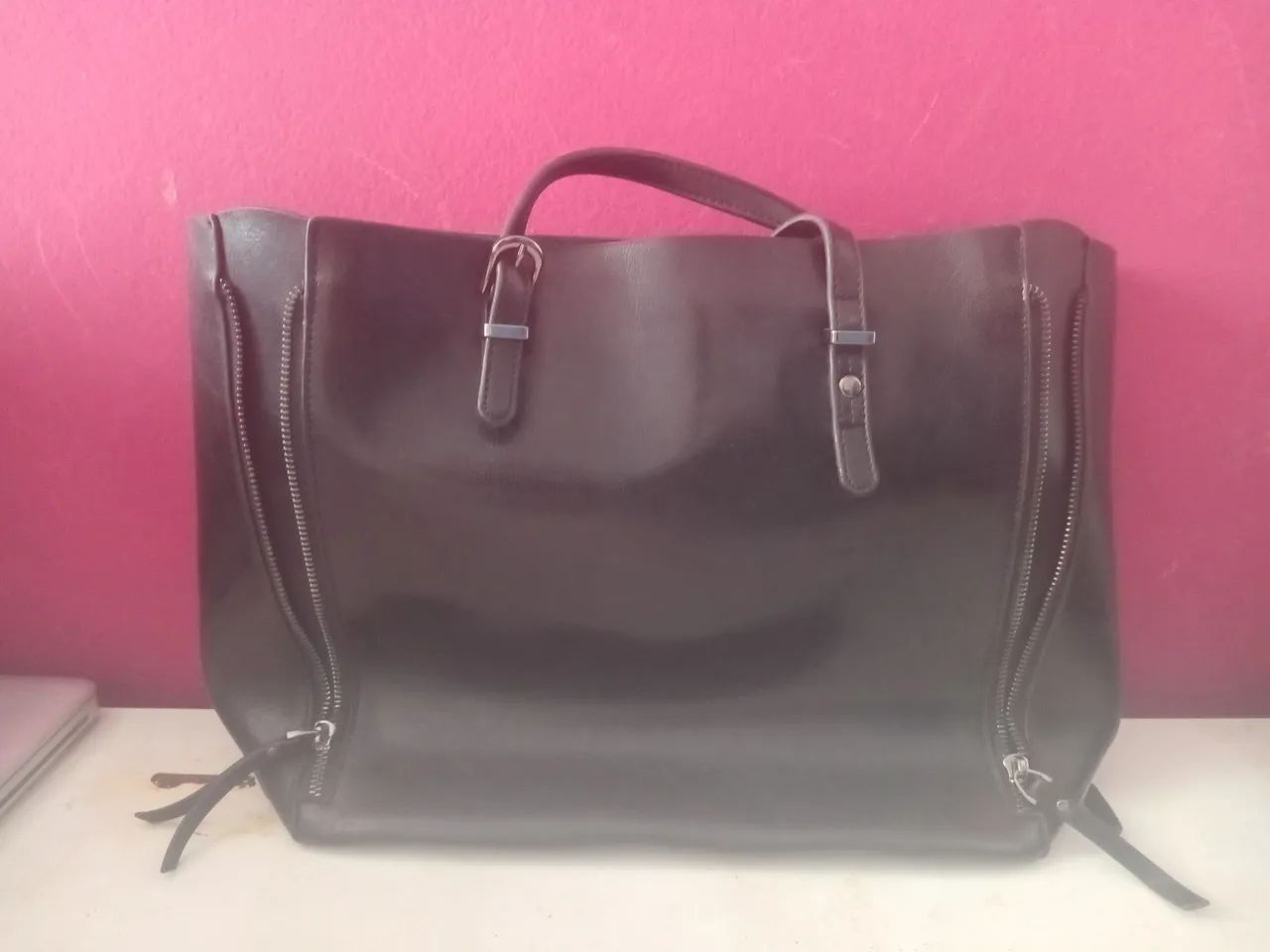 Bolsa Tote Couro PU Preta - Foto 5