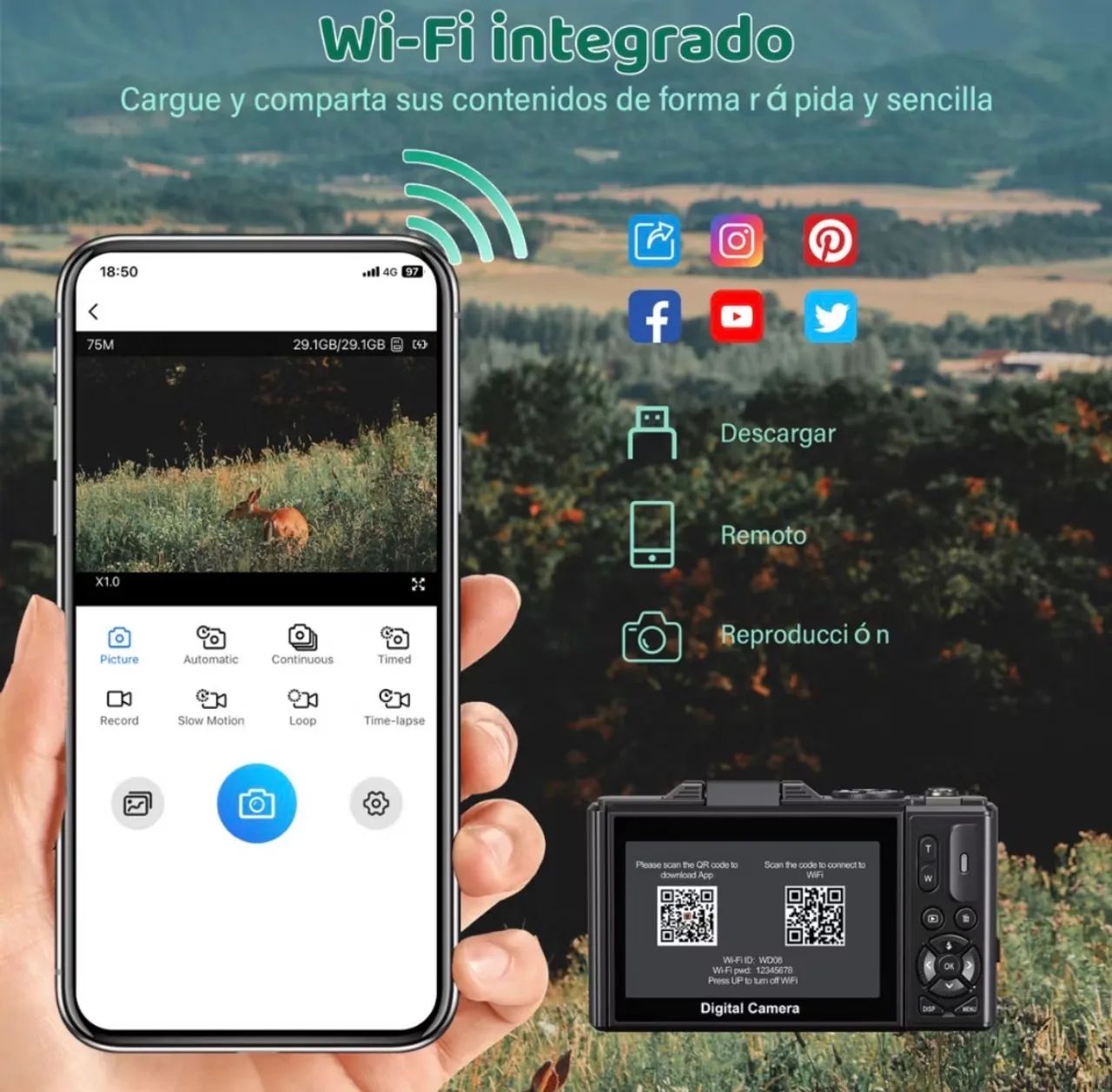 Câmera Digital 5K 75MP para Vlog com WiFi, Tela Flip 3? IPS, Zoom