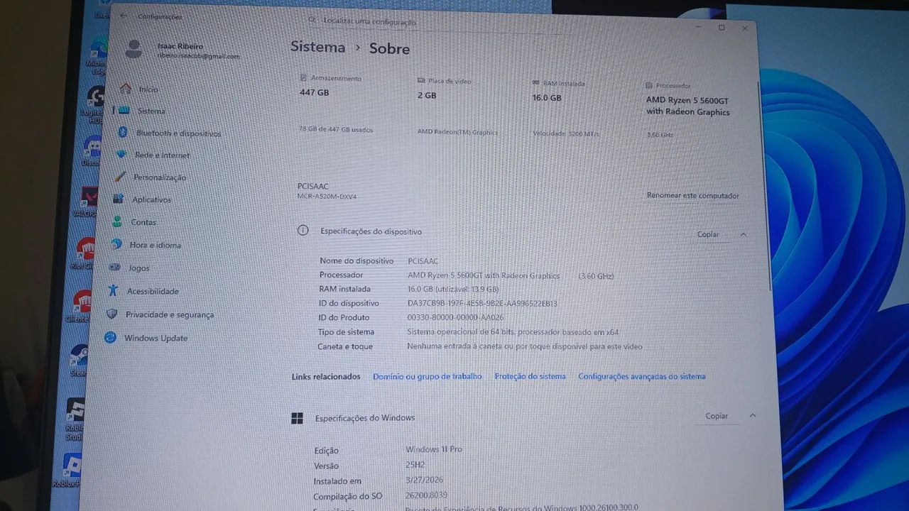 Pc Gamer Ryzen 5 5600GT - Foto 5