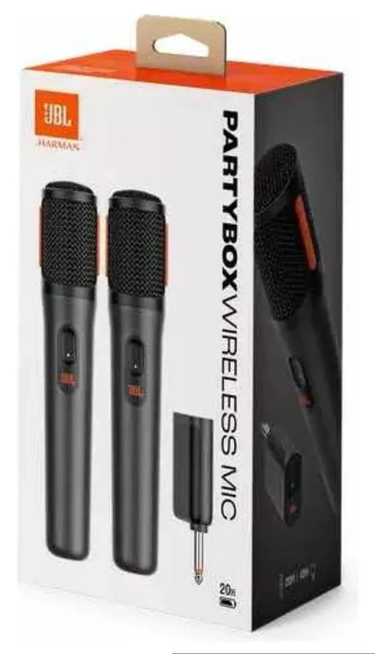 Microfone Sem Fio JBL PartyBox Wireless Mic - 2 Unidades - Recarregável - Preto - Foto 2