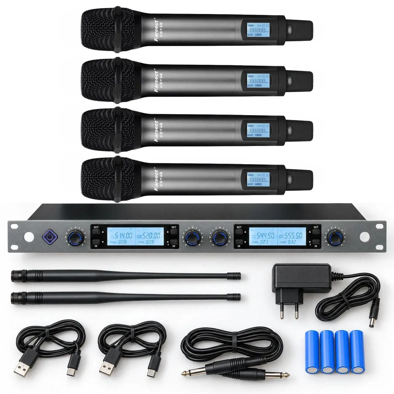 Microfone Sem Fio Quadruplo de Mão Rack Karsect KRP4R - Foto 2