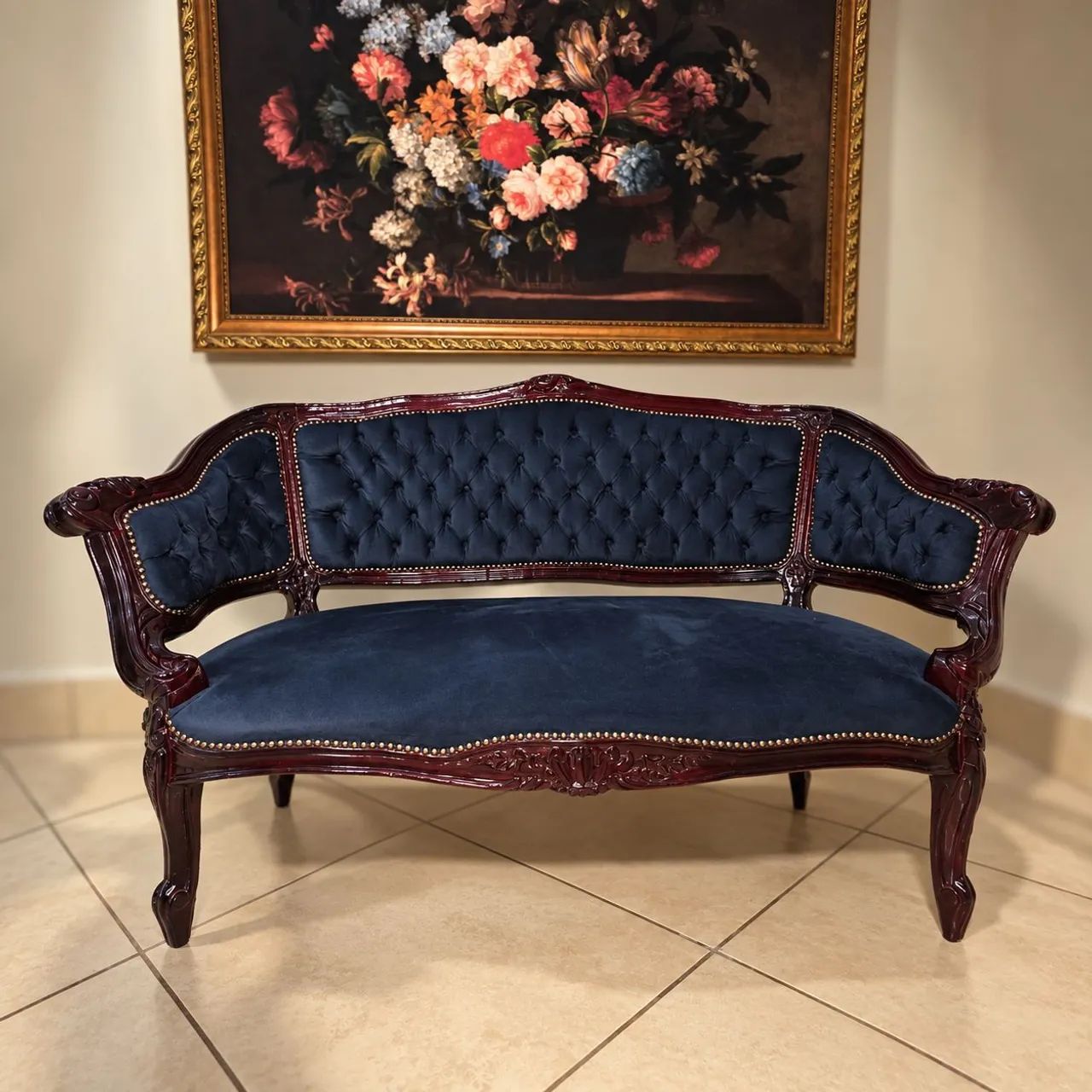 Conjunto Estilo Vitoriano em Mogno ? Sofá + 2 Poltronas Luis XV - Foto 3