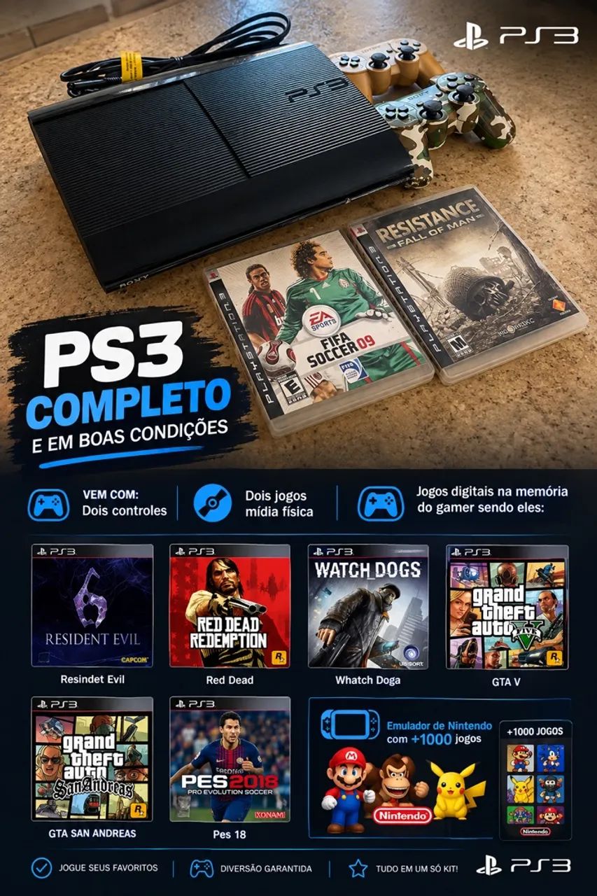 Ps3 Completo e em boas condições  - Foto 4