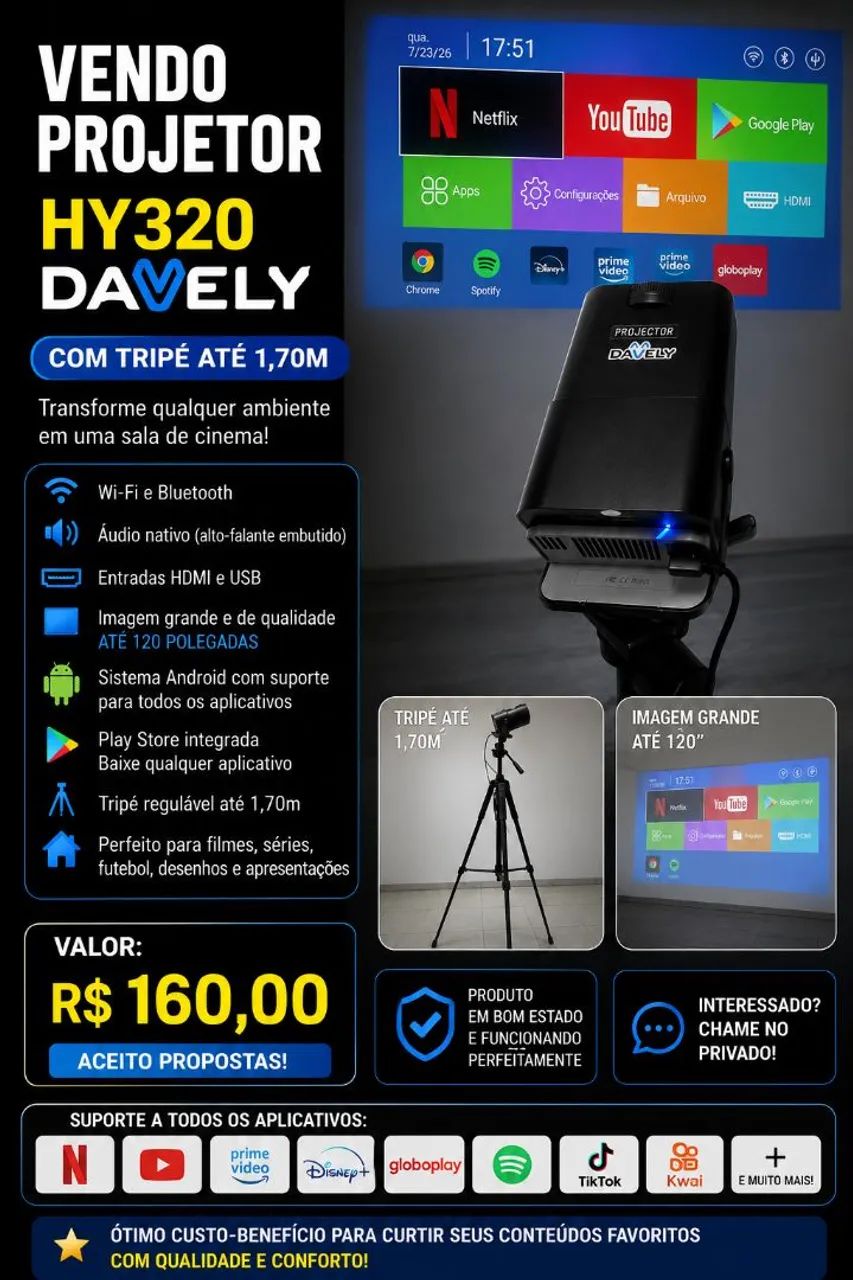 Projetor Android com tripé  - Foto 2