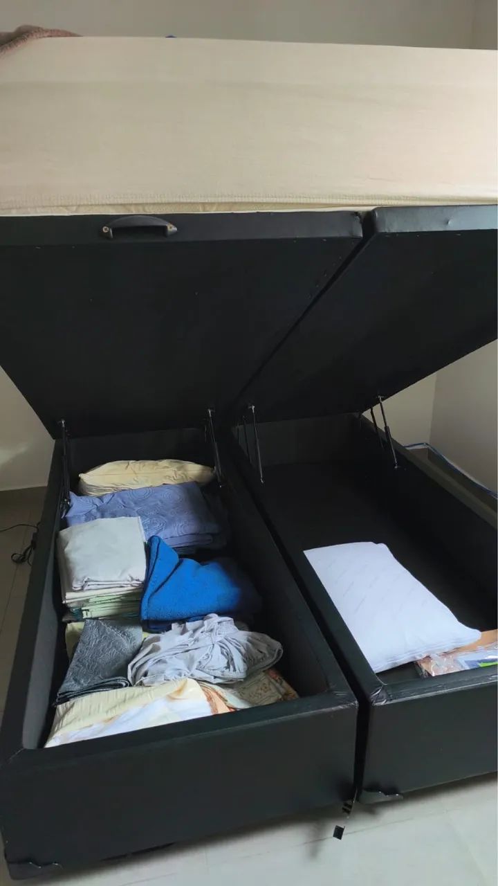 Cama box com bau e colchao queen