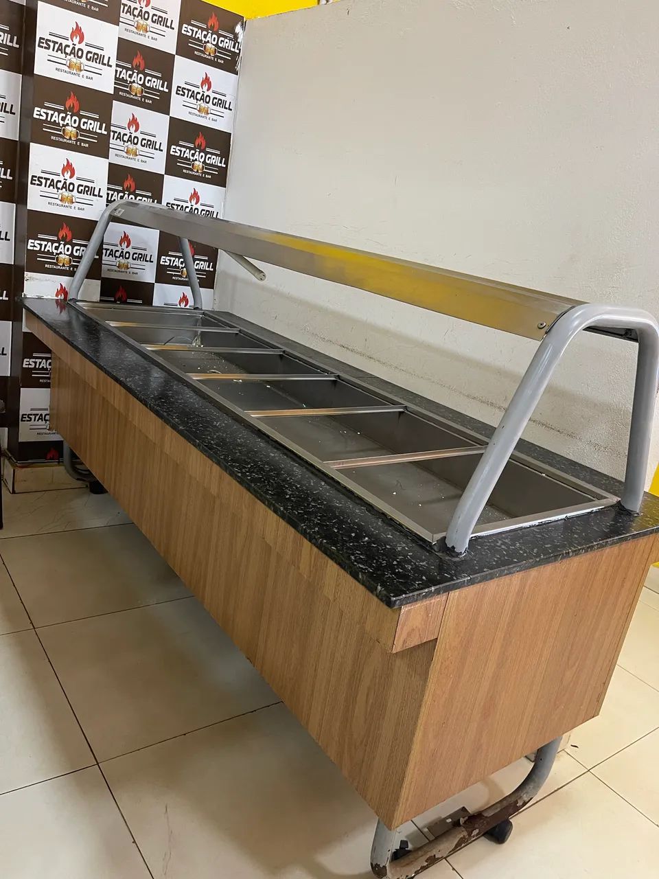 Balcão térmico buffet self-service 6 Cubas, com rodinhas! 