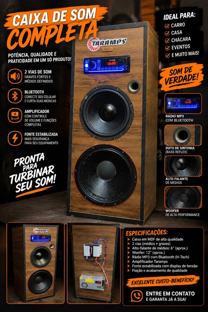 ? CAIXA DE SOM COMPLETA - SOM FORTE E DE QUALIDADE! ?