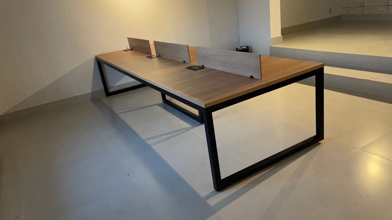 Estação de trabalho 6 lugares estilo industrial 360x120cm - Foto 3