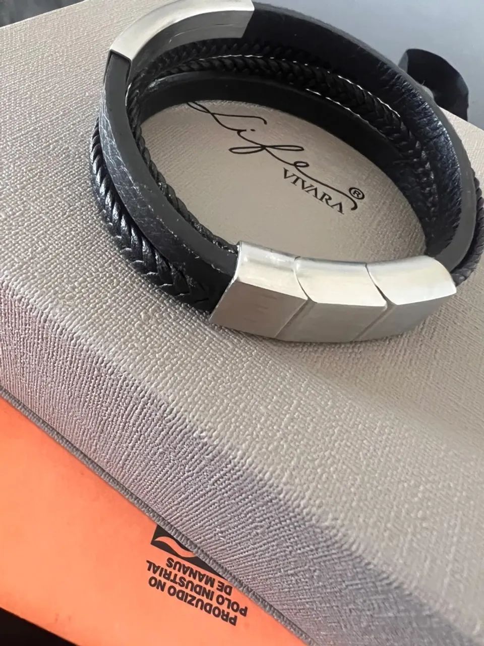 Pulseira Vivara Life em couro preto 21Cm  - Foto 2