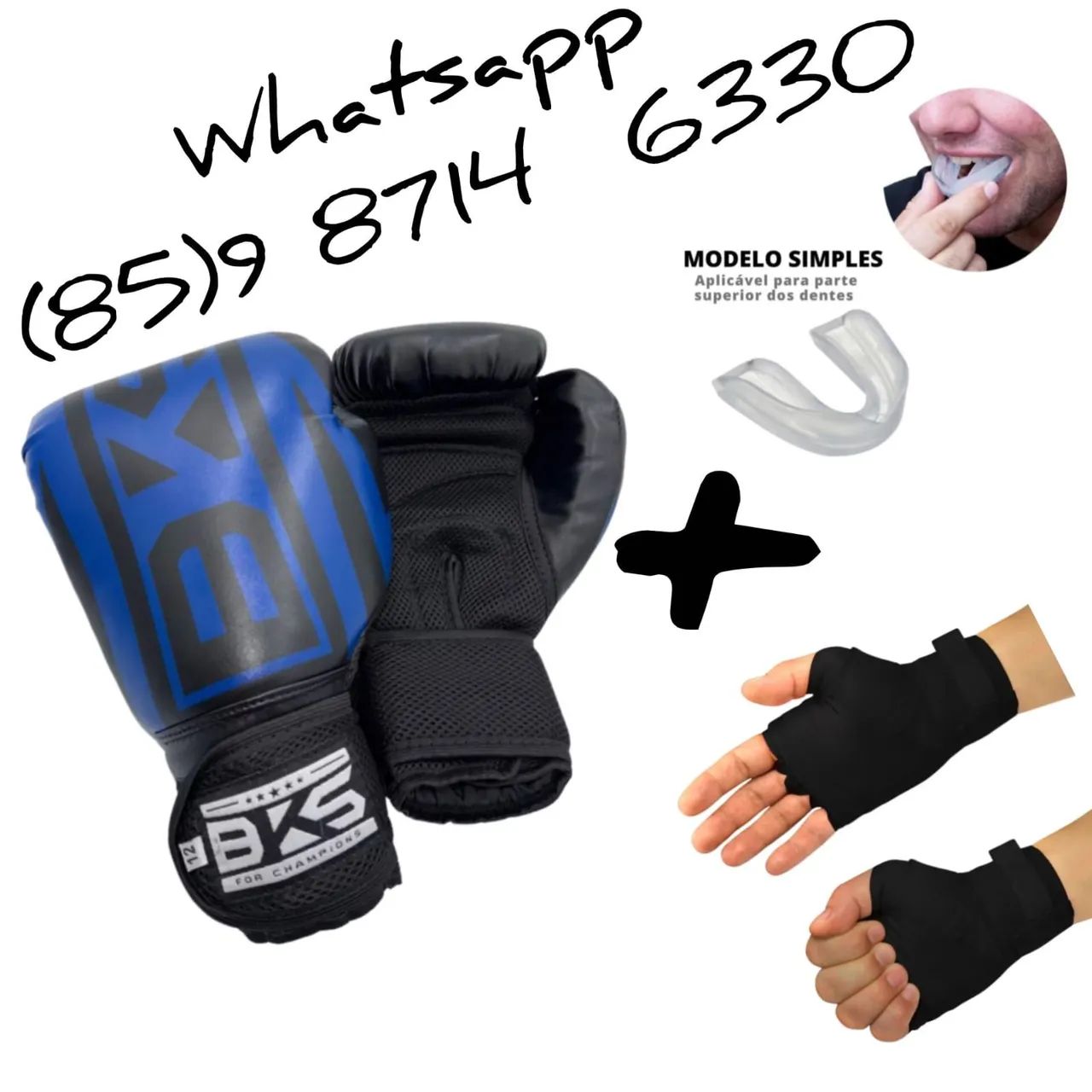 Kit muay Thai. Luvas boxe bandagem e bocal. Entrega grátis 