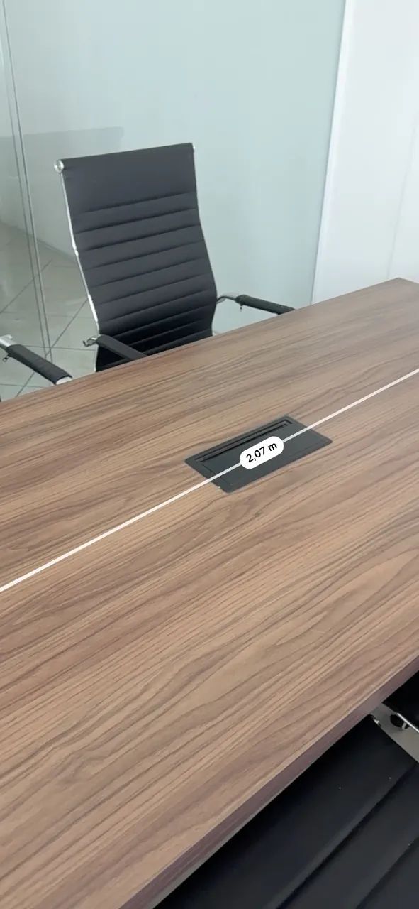Mesa de Reunião Diretoria Retangular Amadeirada com Caixa de Tomada (4 a 6 Lugares) - Foto 2
