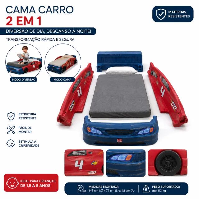cama infantil de formato hotweels -  bom estado - Foto 3