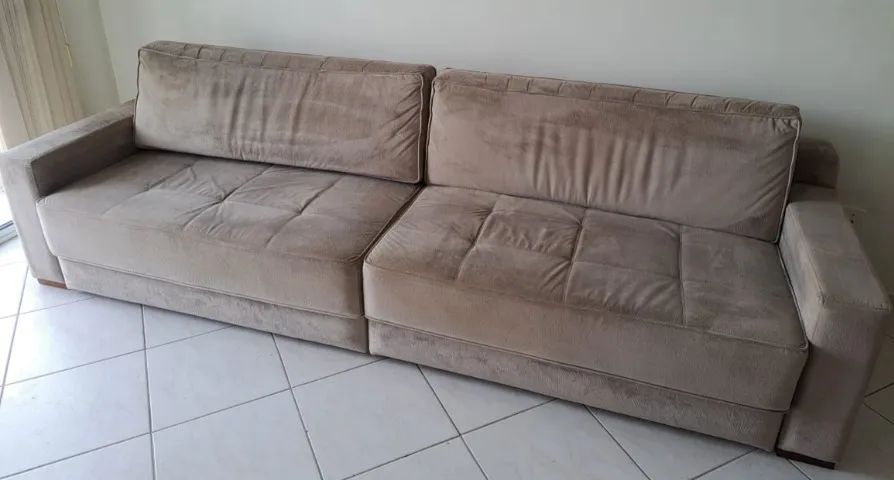 sofá retrátil suede castanho 3m comprimento - Foto 2