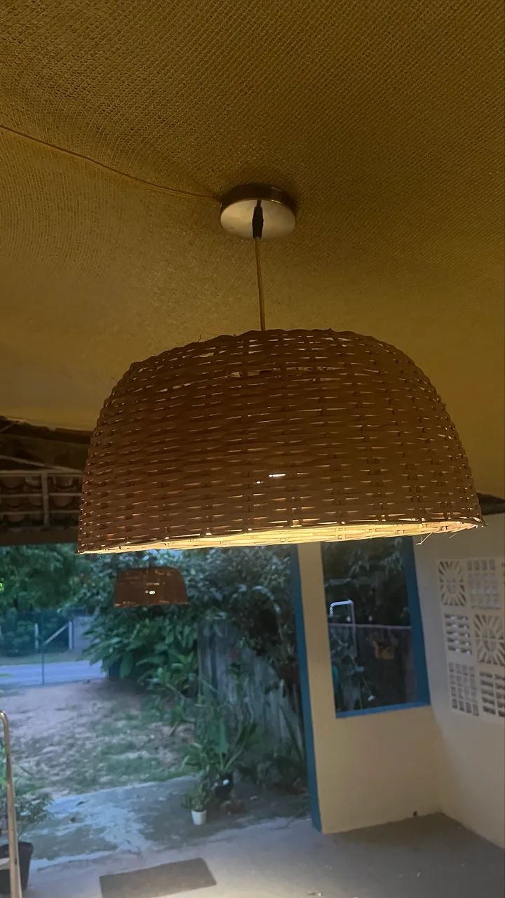 Luminária redonda feita de bambu  - Foto 4
