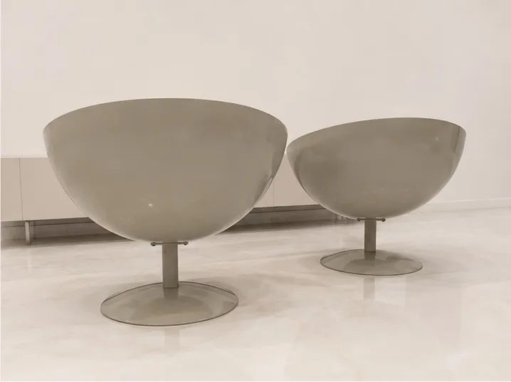 Par de Poltronas Concha Giratórias em Fibra e Linho - Excelente estado - Foto 4