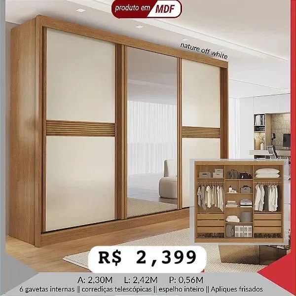 Guarda Roupa Casal Canadá MDF  - Foto 2