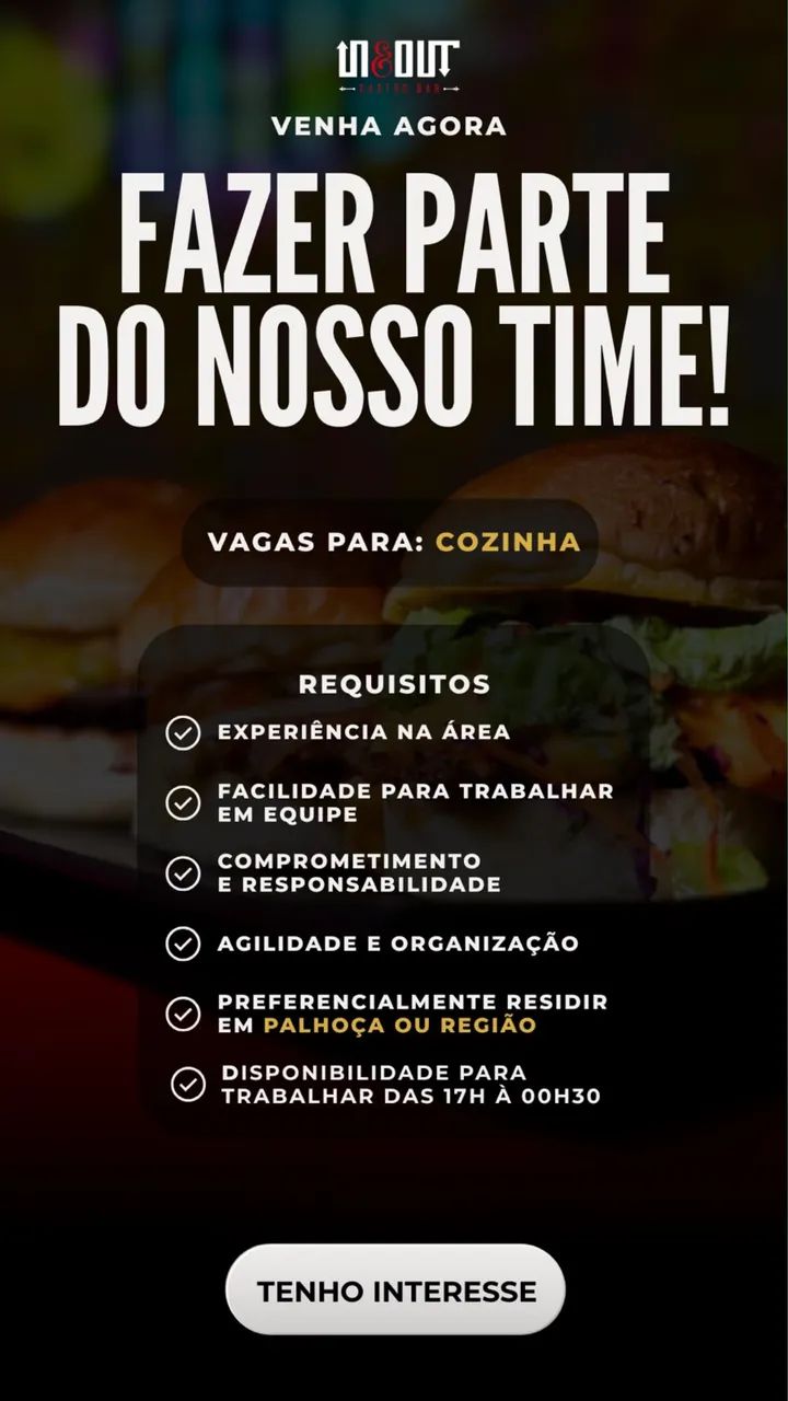 Vaga de emprego - Cozinha