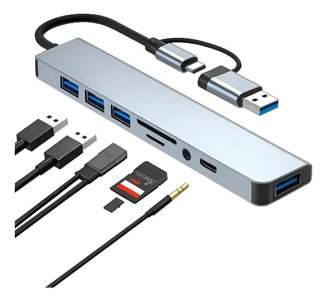 Adaptador Hub 8 Em 1 Extensor Usb-c Várias Entradas Portátil - Foto 4
