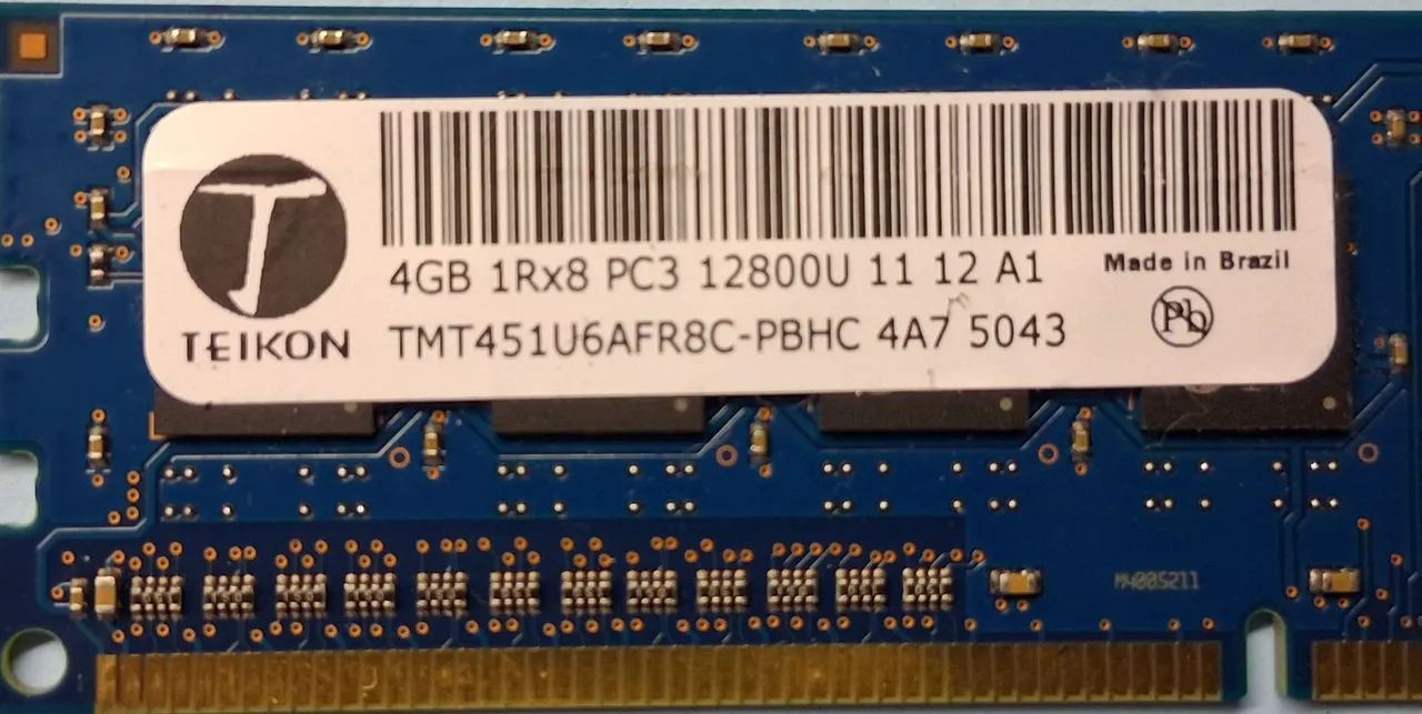 Memória DDR3 4GB 1RX8 PC3 12800