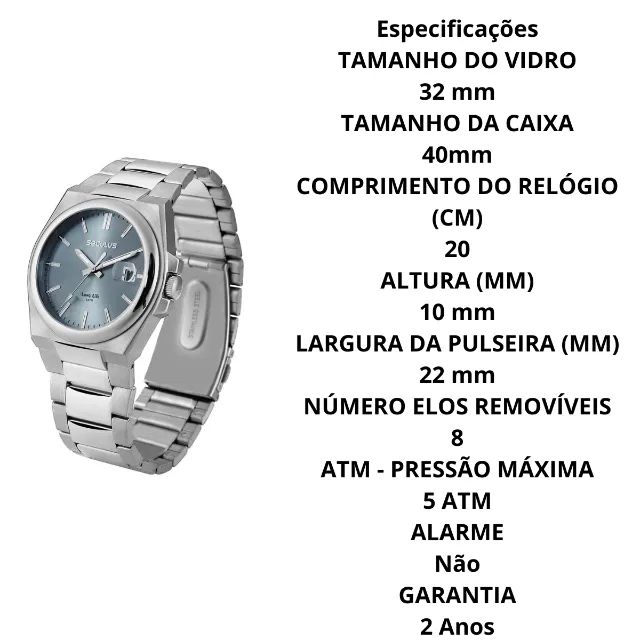 Relógio Masculino Seculus Social Calendário Prata e Azul Original - Foto 2