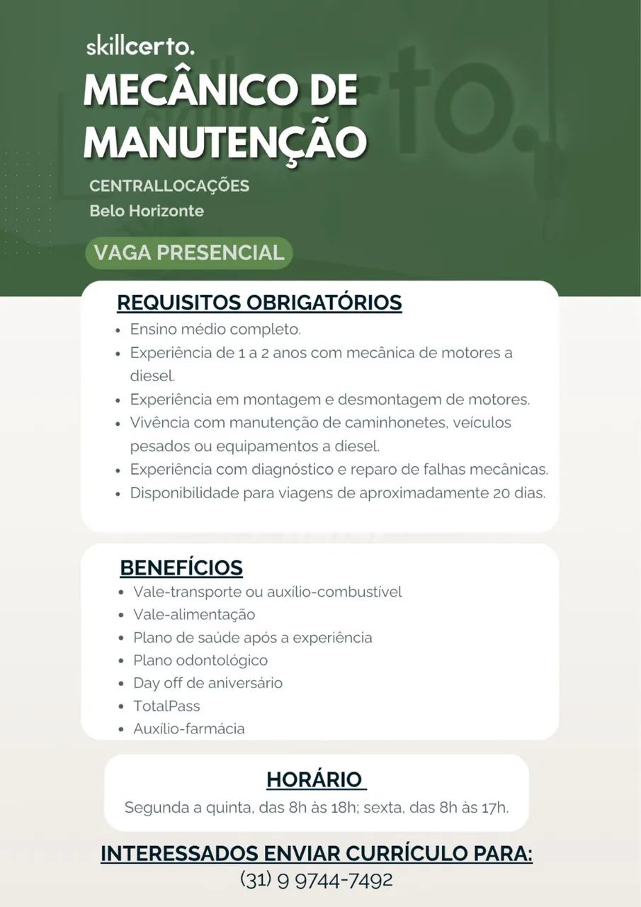 MECÂNICO DE MANUTENÇÃO 