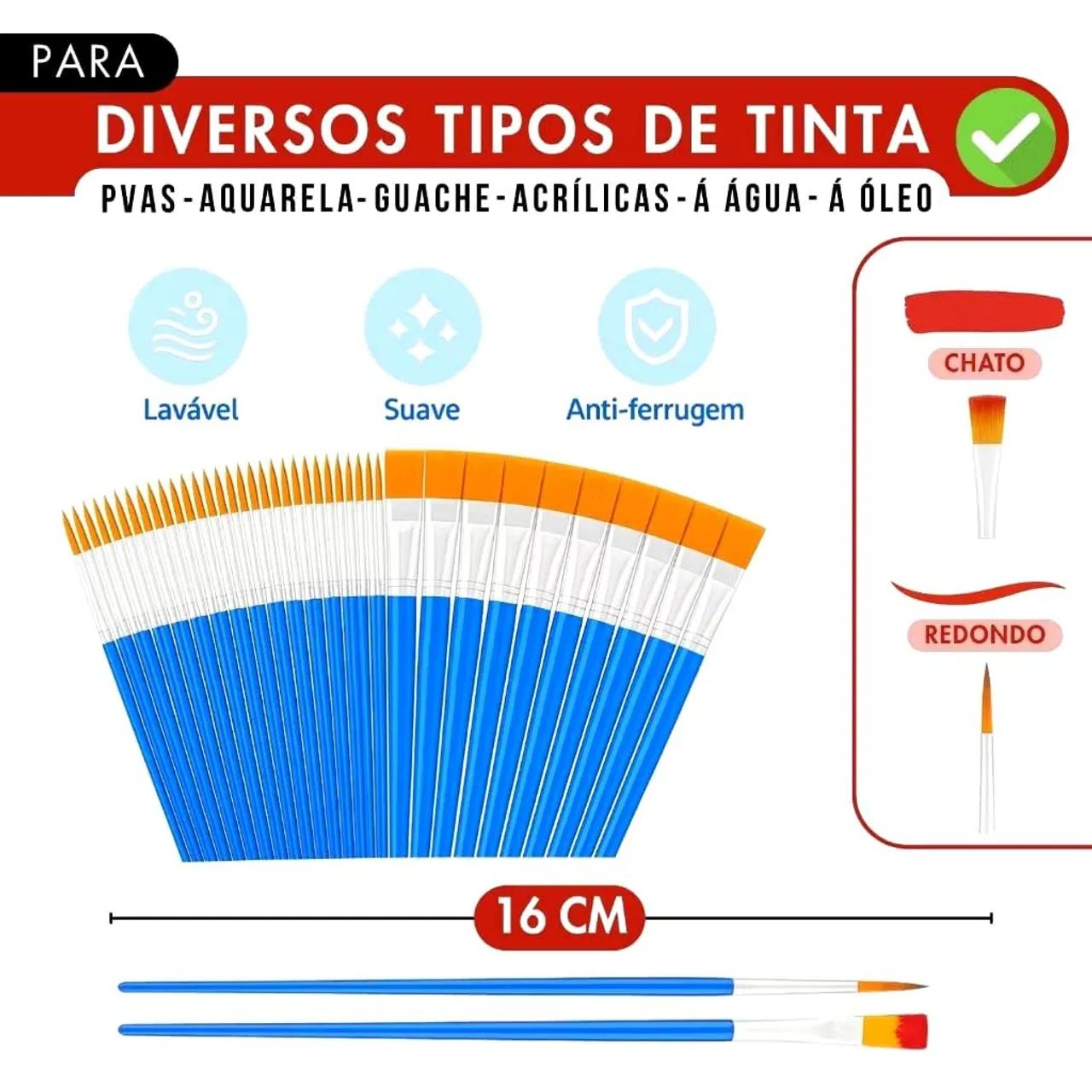 Pincéis para pintura artística 50 unidades - Foto 4