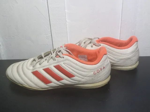 Chuteira Adidas Copa 19.4 TF Futsal - Branca com Laranja - Tam:42 - Foto 6