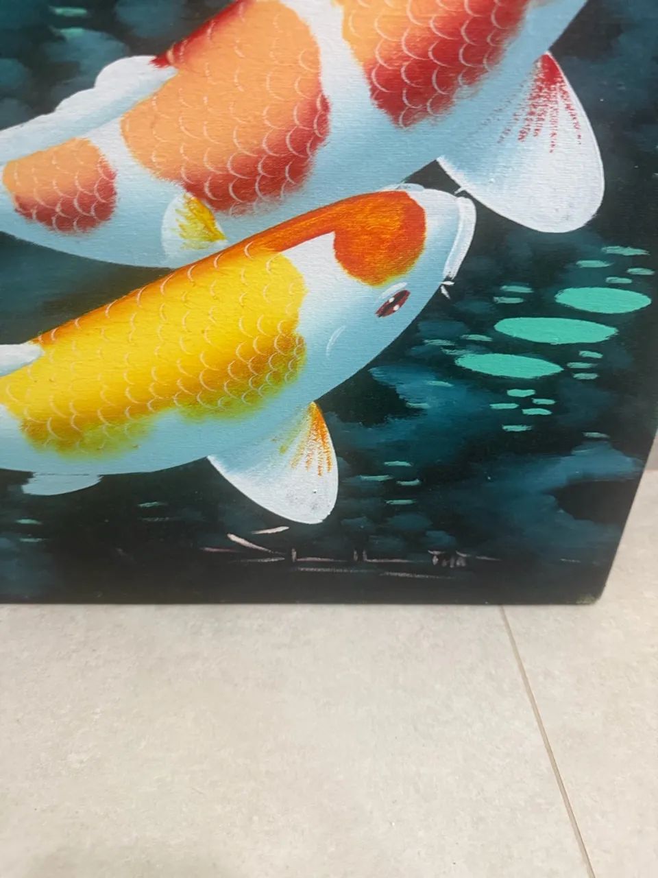 Quadro a óleo carpas  - Foto 3