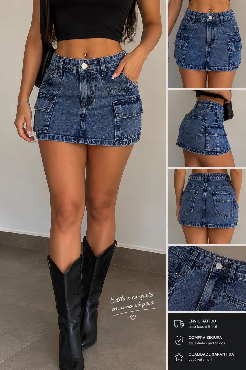 Saia jeans cargo grafite