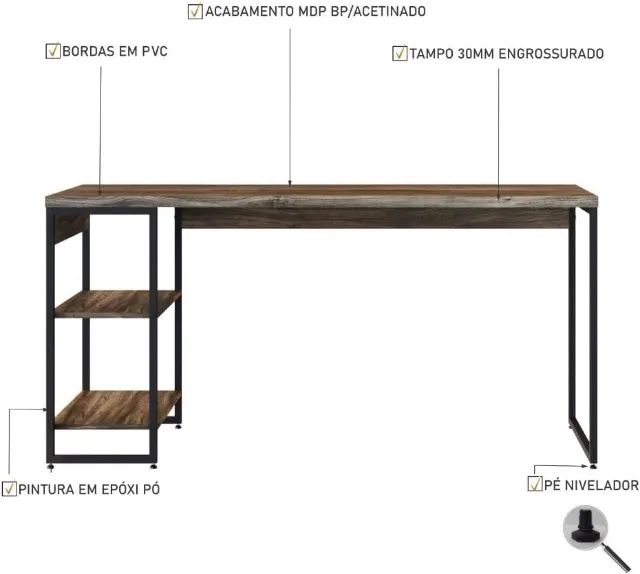 Escrivaninha (mesa de escritório) com Estante Baixa 2 prateleiras - Foto 5
