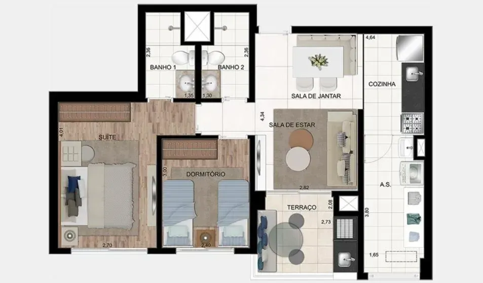 PLANTA 65m²
