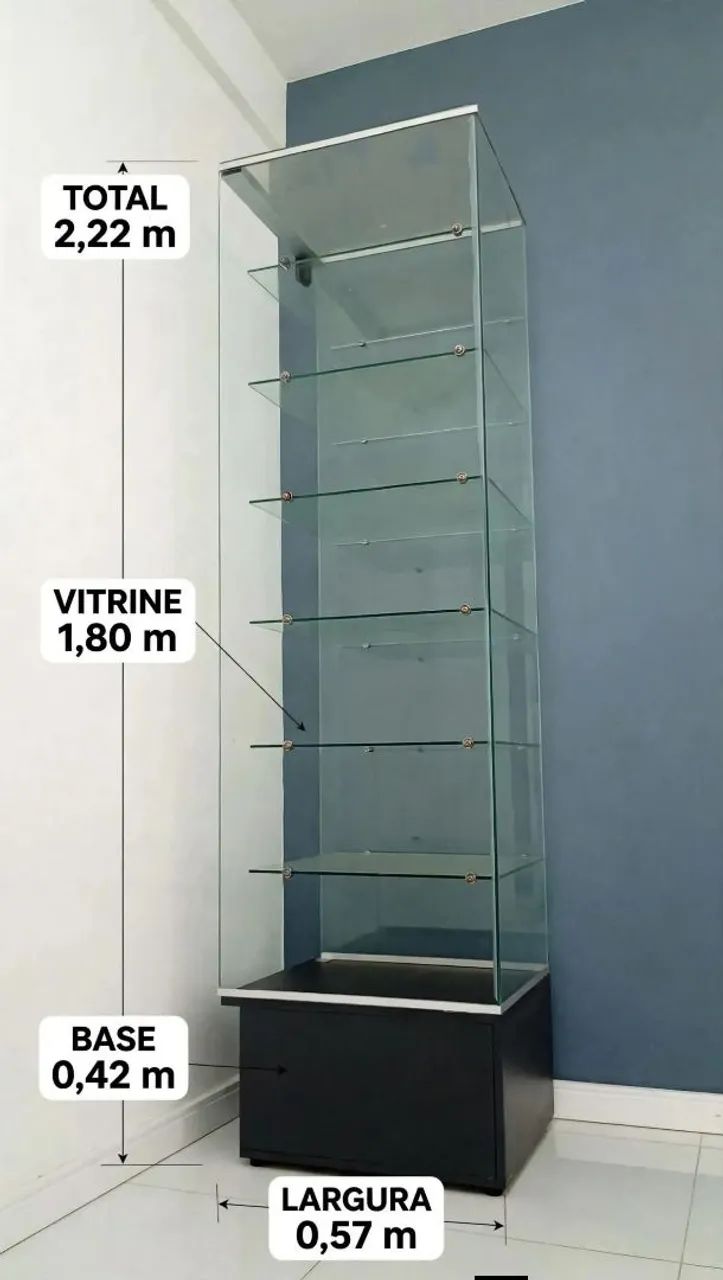 Vitrine 2,22 metros com porta e chave  - Foto 2