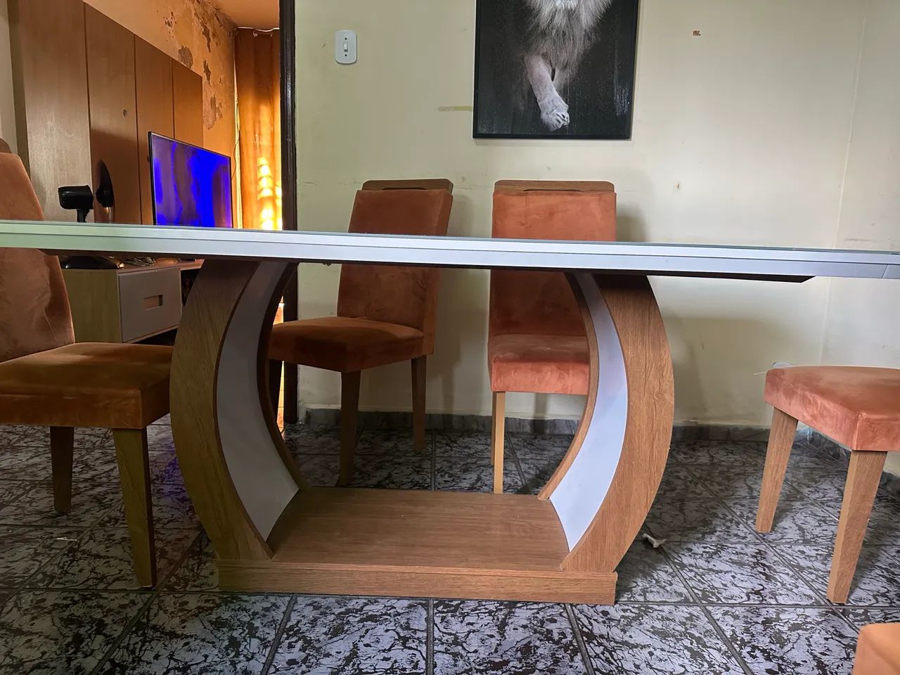 Mesa de Jantar 6 Lugares com 6 Cadeiras Estofadas - Foto 4
