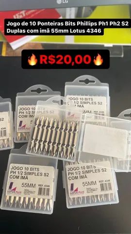 Jogo de 10 Ponteiras Bits Phillips Ph1 Ph2 S2 Duplas com imã 55mm Lotus 4346