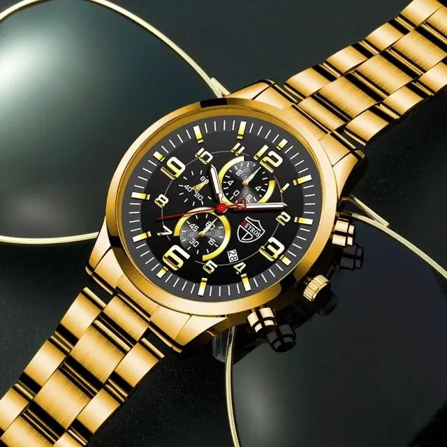 Luminoso Relógio Aço inoxidável de luxo leve conforto tamanho médio unisex 