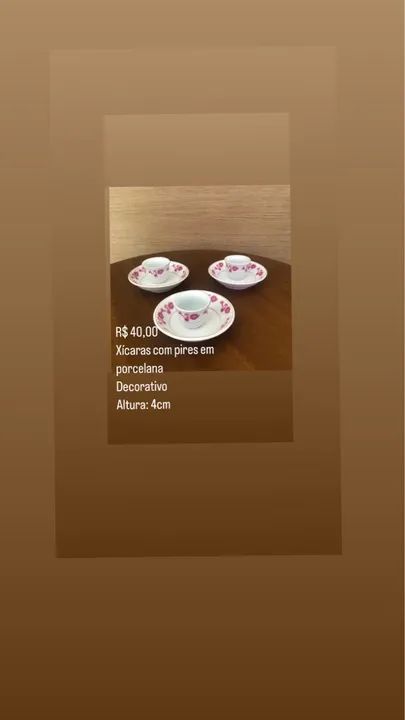 Xícaras/pires decorativos porcelana - Foto 3