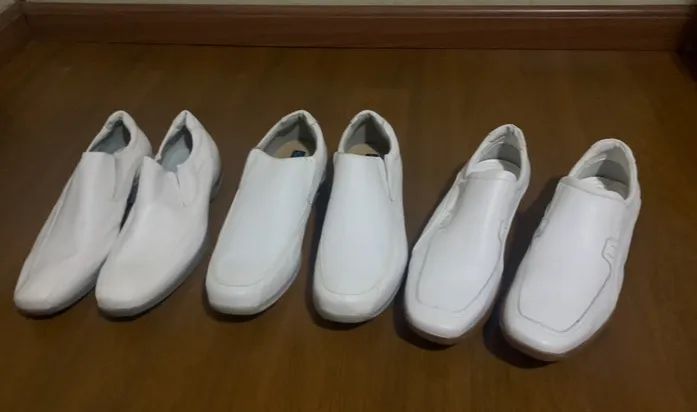 sapatos de couro novos,brancos,número 43