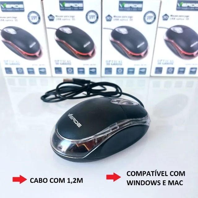 PRONTA ENTREGA | Mouse Óptico USB com Fio 1000 DPI para PC