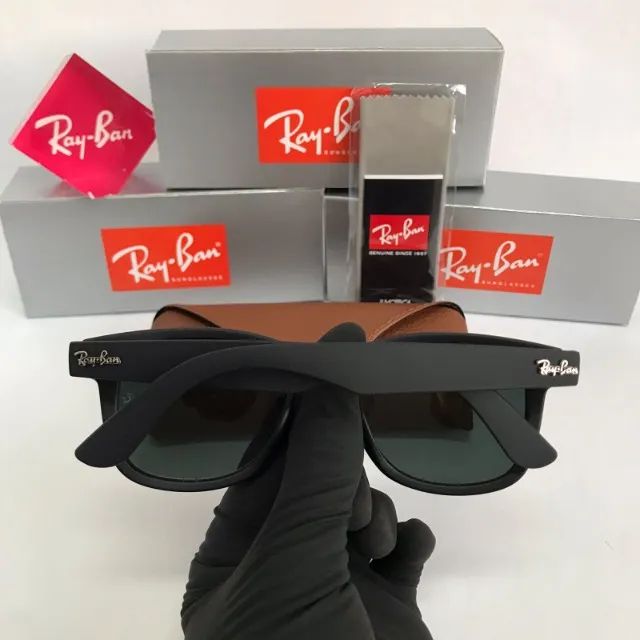 Óculos Ray ban Wayfarer Tradicional Black matte lentes de cristal - Foto 5