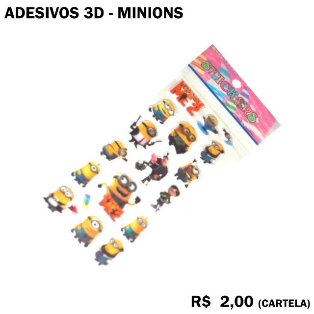 Cartela de Adesivo 3D Minions 