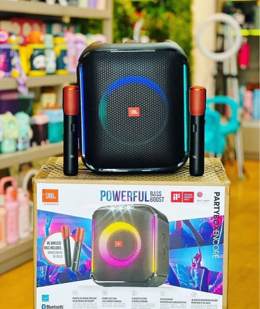 Caixa de Som JBL Partybox Encore com Microfones Sem Fio - Nova