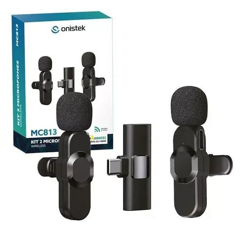 Microfone De Lapela Sem Fio Duplo Tipo C Onistek MC813 Loja Coimbra Computadores Entrega - Foto 3