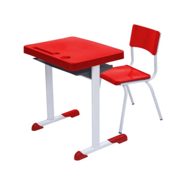 Kit Escolar Infantil Individual Mesa e Cadeira Vermelho 03 a 06 Anos Conforto 41090 - Foto 2