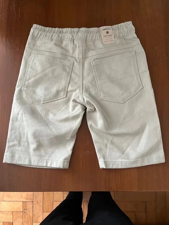 Short de tecido bege - Novo - Foto 2