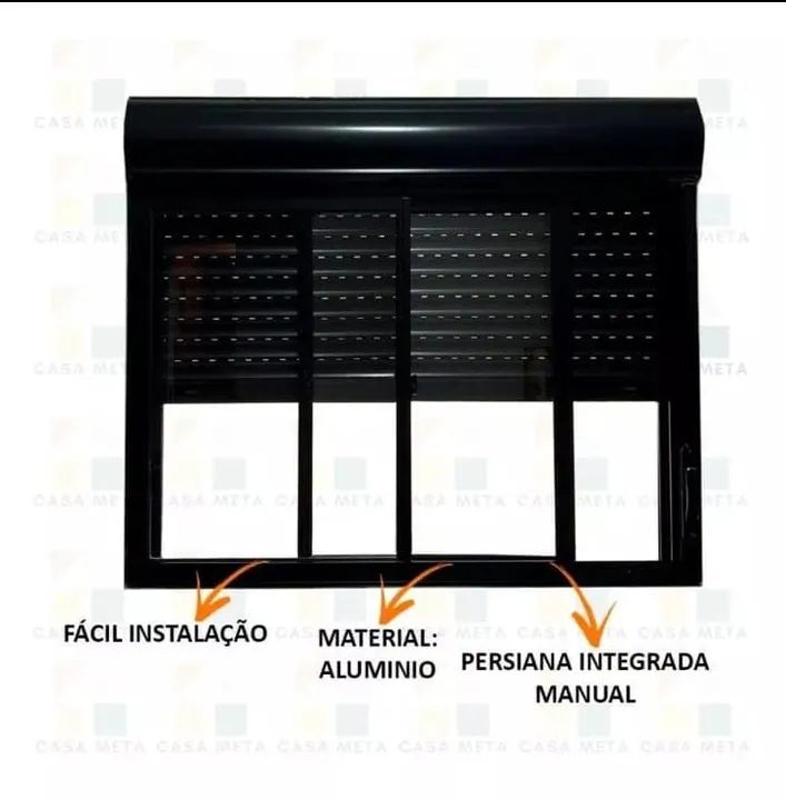 Janela preta de Alumínio com Persianas Integradas
