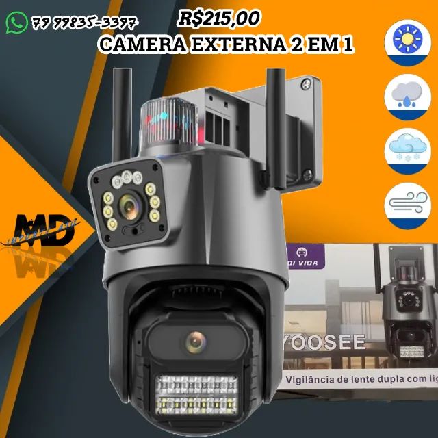 Camera de segurança lente dupla Externa Yosee Via Celular